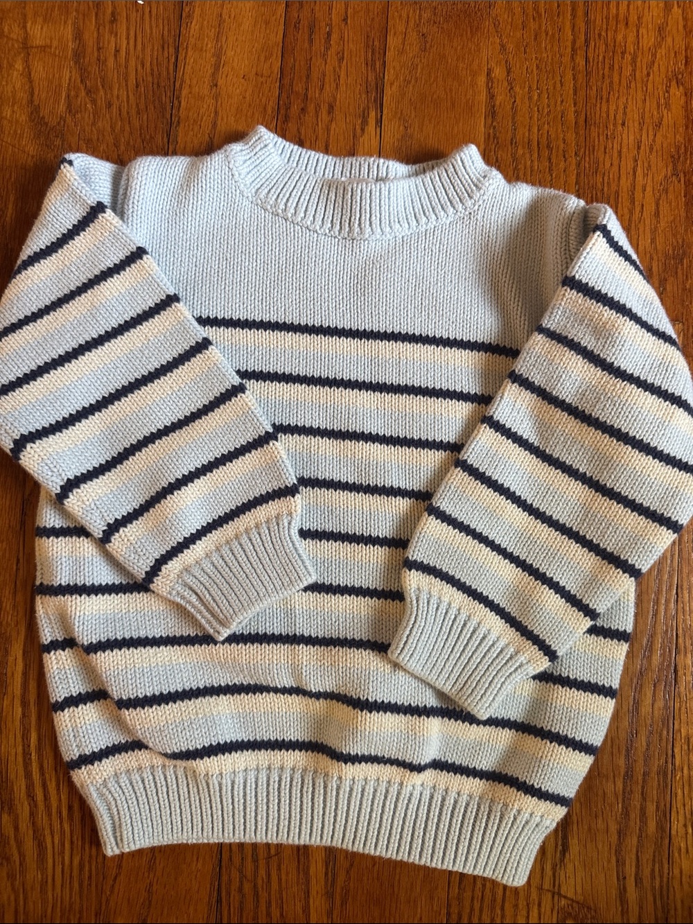 Minnow Striped Cotton Crewneck Stripe Sweater - Light Blue, White & Navy